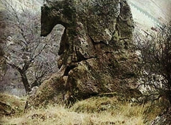 مفهوم نشانه خرس ایستاده روی سنگ در دفینه یابی